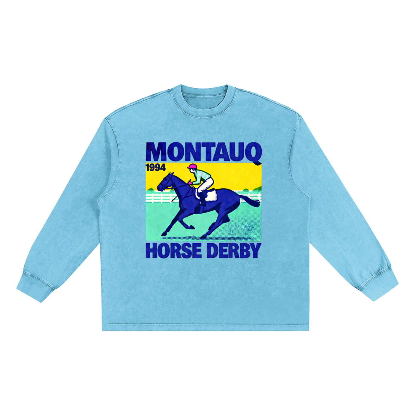 Montauq Horse Derby R7 Snow Washed Frayed Edge T-Shirt