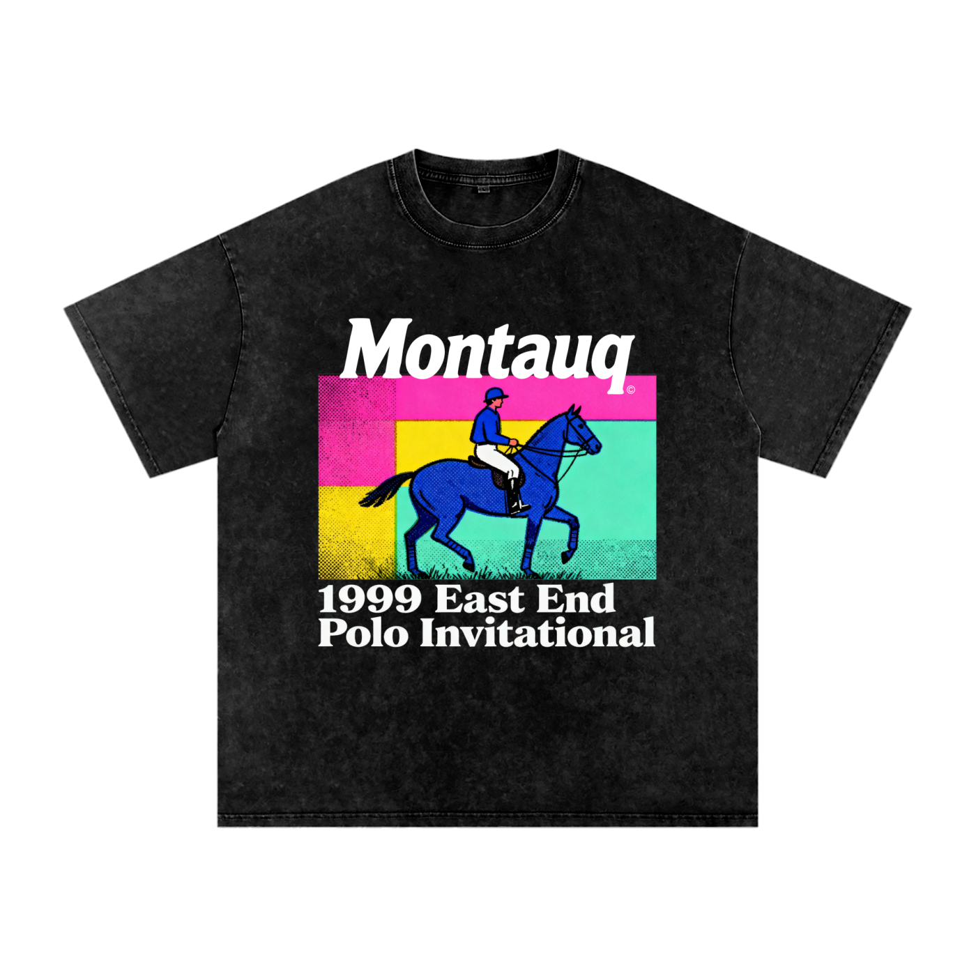 Montauq Polo Invitational R 7 Snow Washed Oversized Cotton T-Shirt