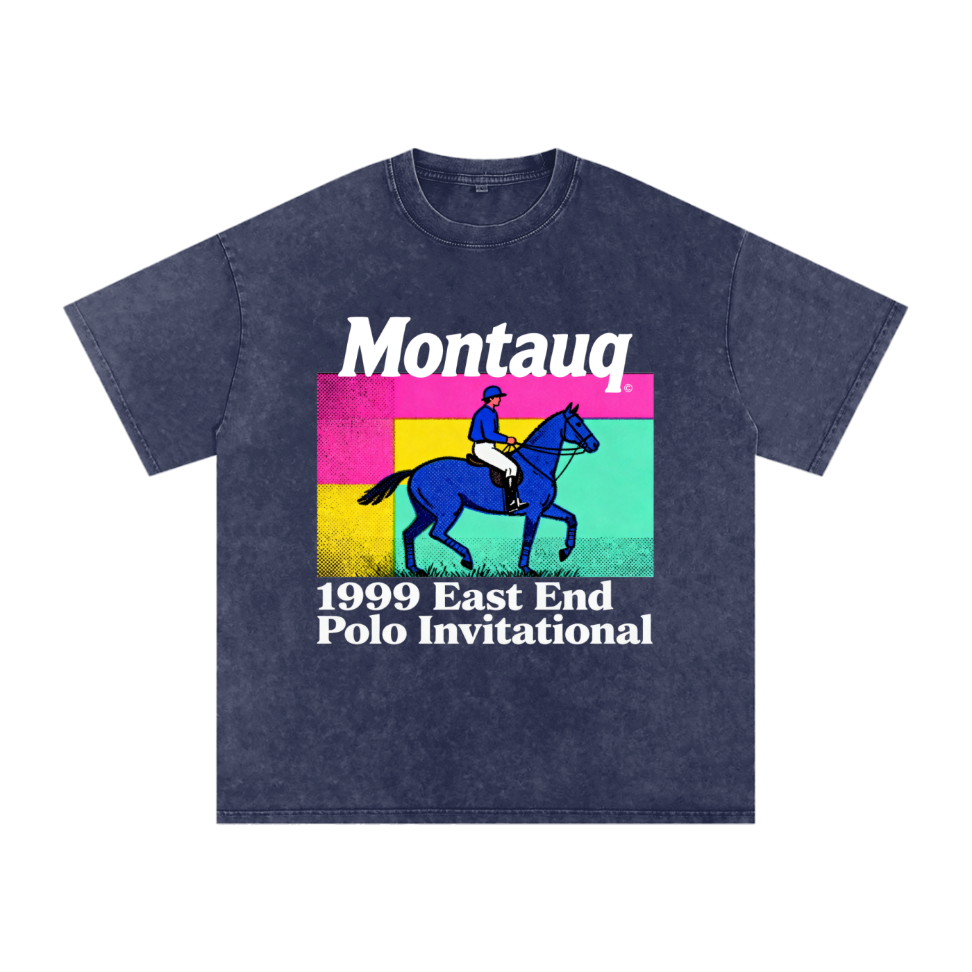 Montauq Polo Invitational R 7 Snow Washed Oversized Cotton T-Shirt