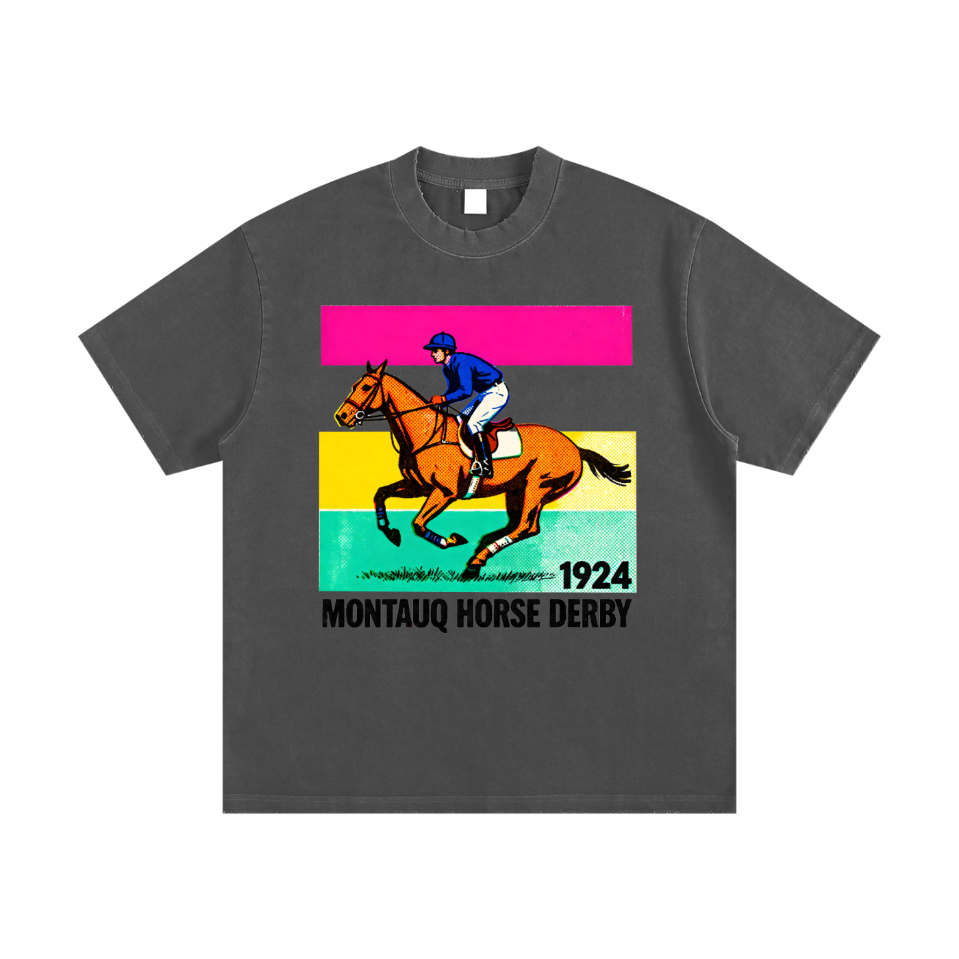 Montauq Horse Derby 1924 R6 Heavyweight Vintage Washed Frayed T-Shirt