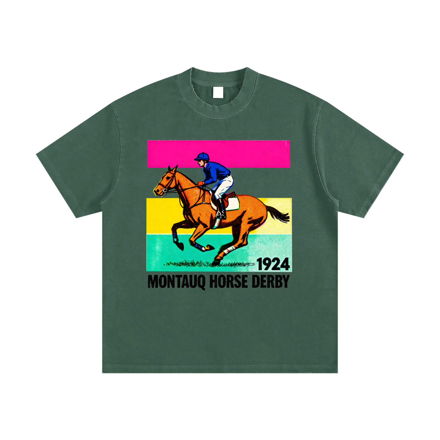 Montauq Horse Derby 1924 R6 Heavyweight Vintage Washed Frayed T-Shirt
