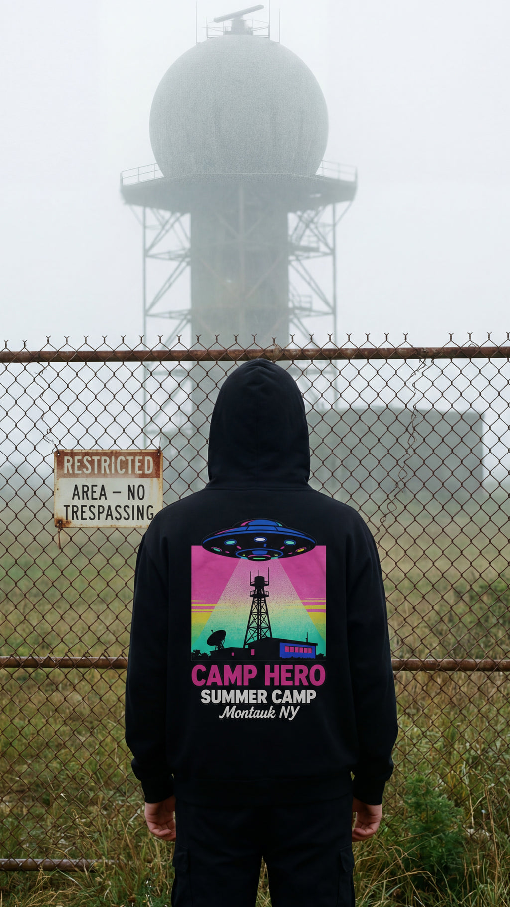 Camp Hero Summer Camp Neon Lights Oversize Fleeced Hoodie