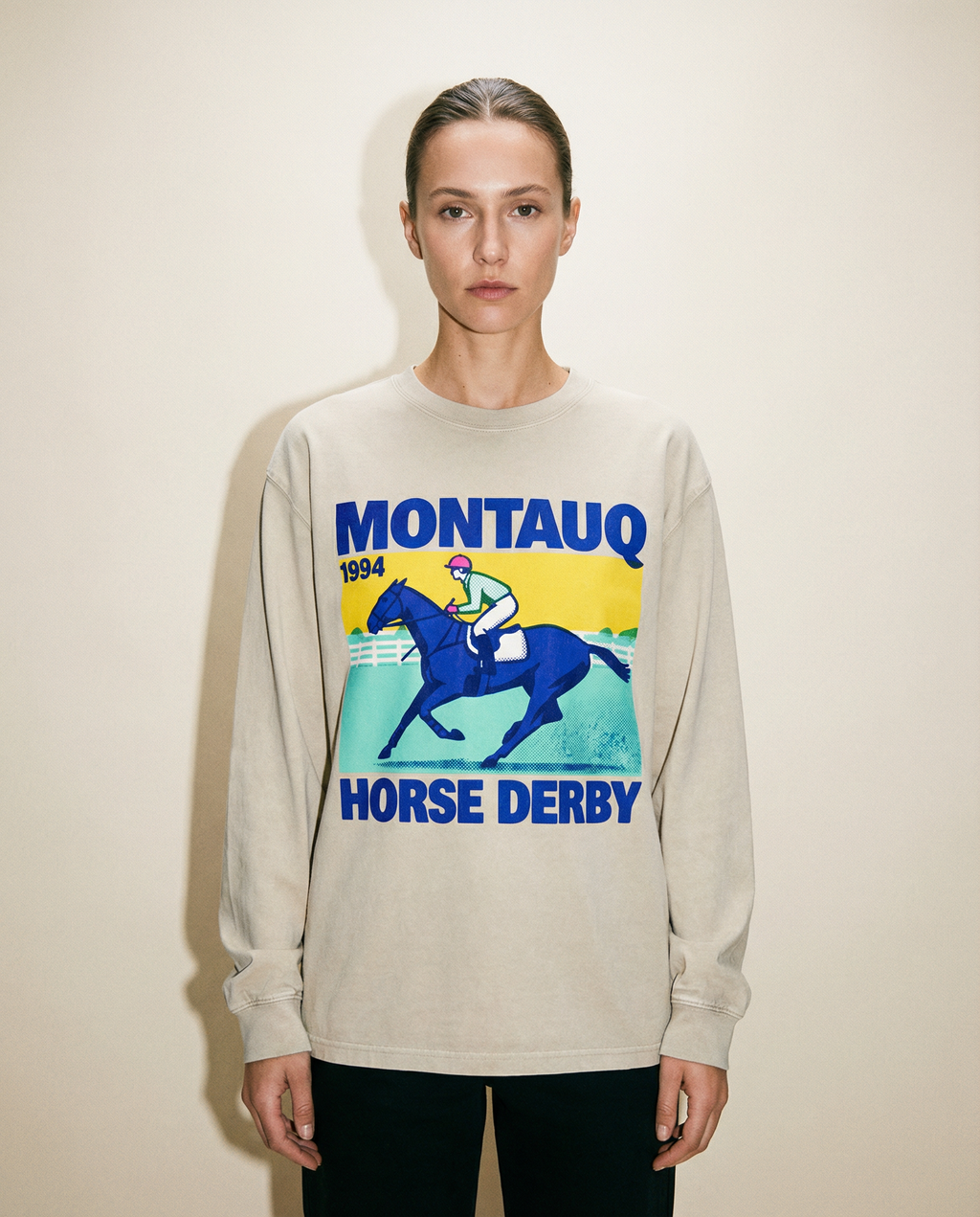 Montauq Horse Derby R7 Snow Washed Frayed Edge T-Shirt