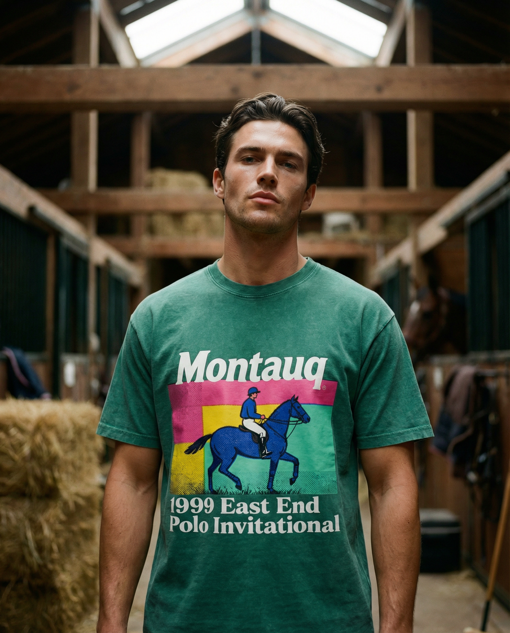 Montauq Polo Invitational R 7 Snow Washed Oversized Cotton T-Shirt