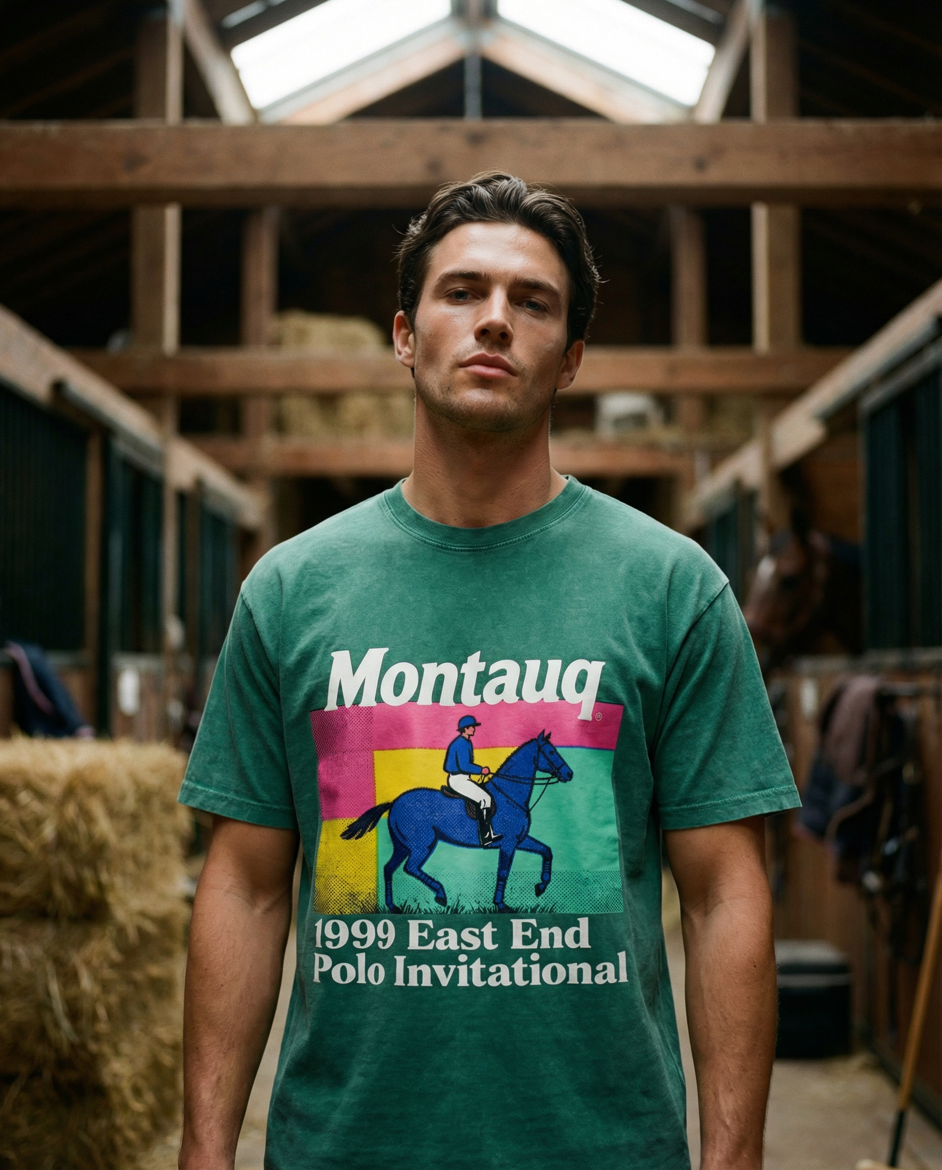 Montauq Polo Invitational R 7 Snow Washed Oversized Cotton T-Shirt