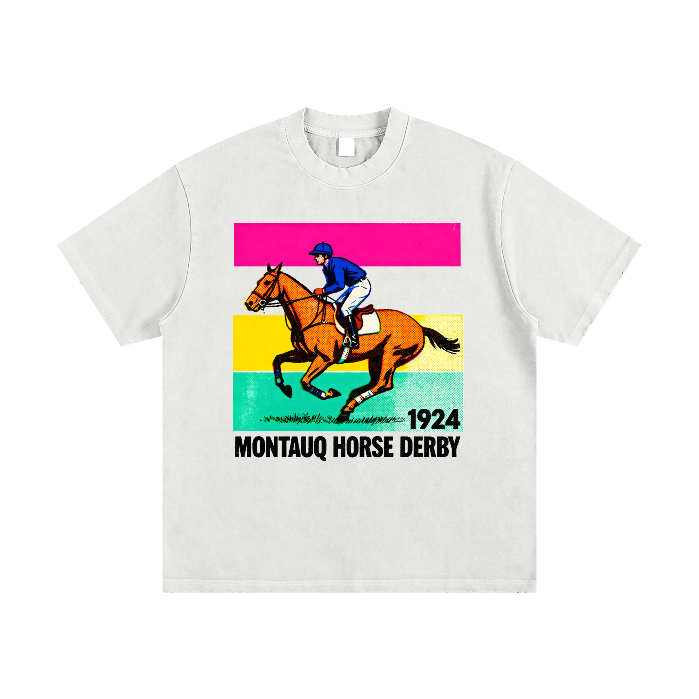Montauq Horse Derby 1924 R6 Heavyweight Vintage Washed Frayed T-Shirt