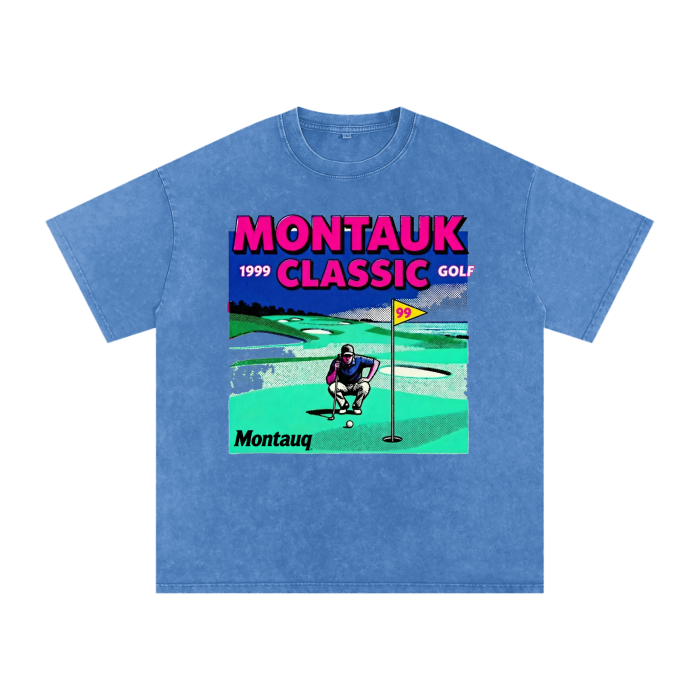 1999 Montauk Classic Vintage Golf Distressed Washed Oversized Cotton T-Shirt