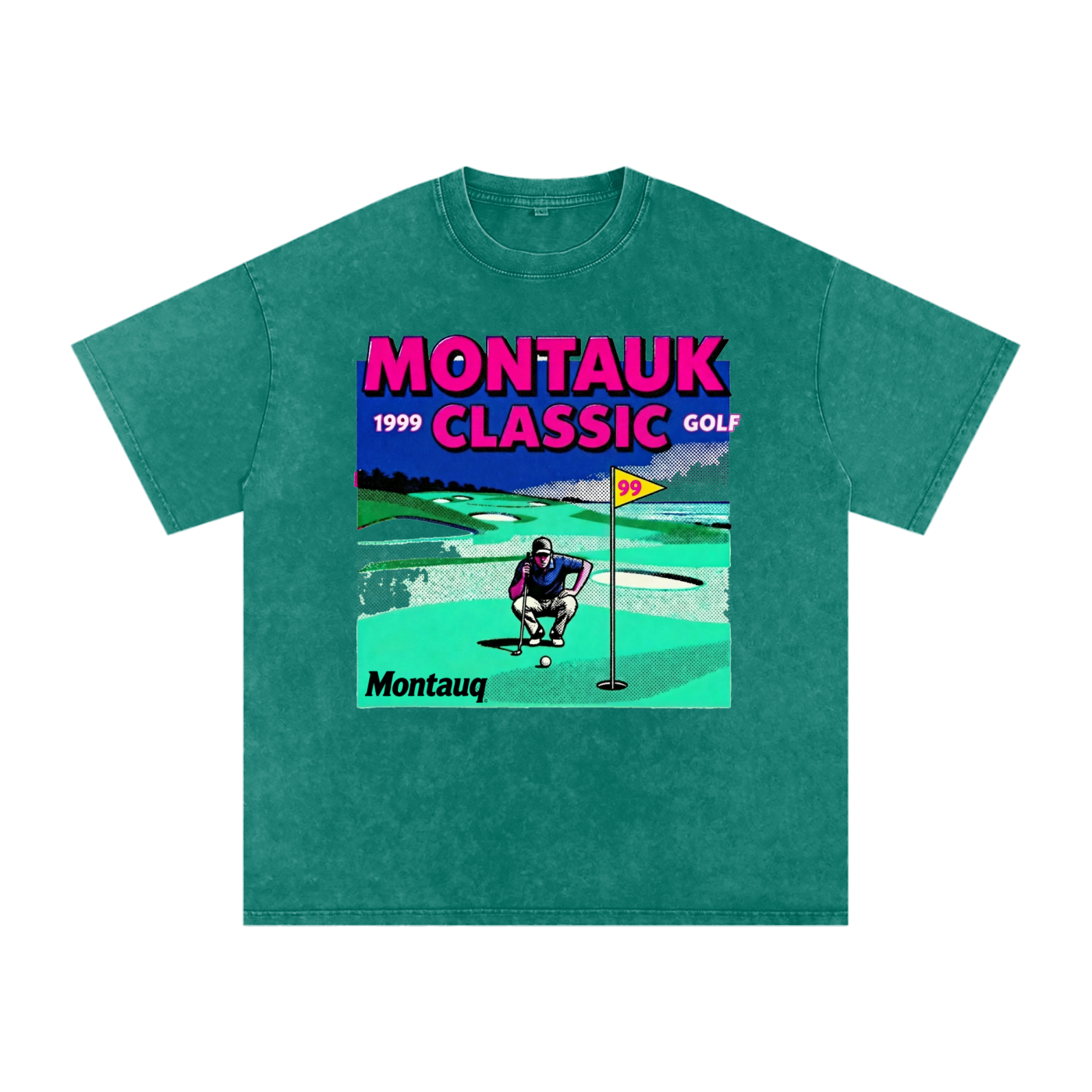 1999 Montauk Classic Vintage Golf Distressed Washed Oversized Cotton T-Shirt