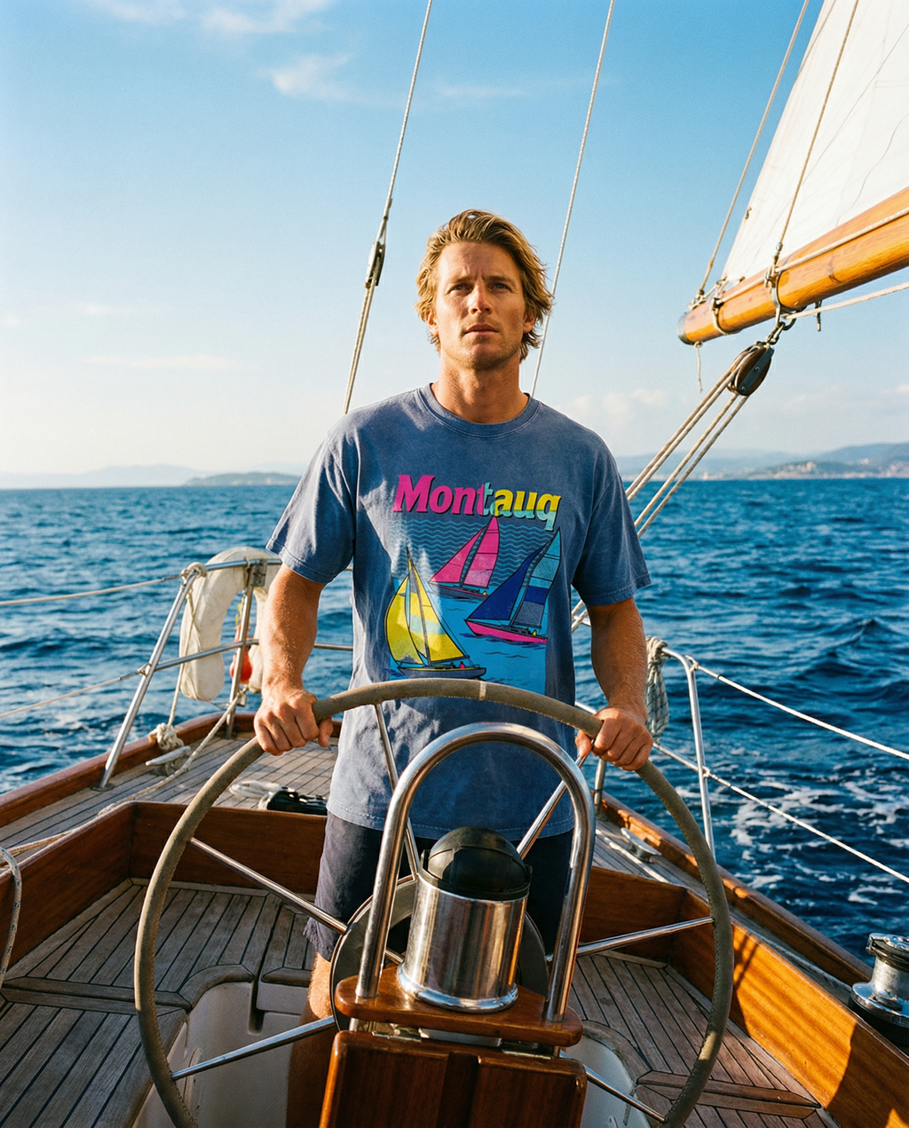 Montauq Classic Sailing Washed Cotton T-Shirt