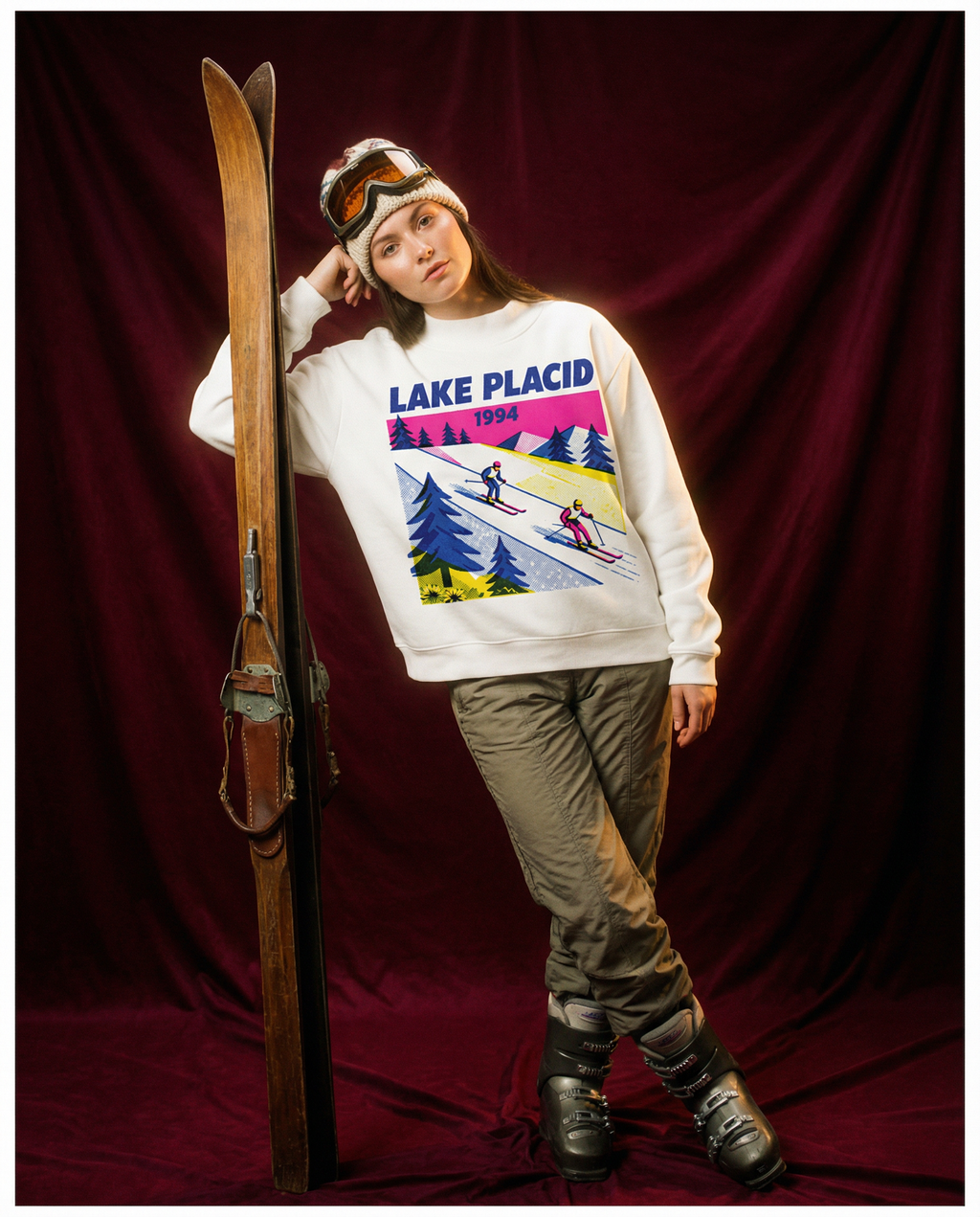 1994 Lake Placid Women's Fleece Mock-Neck Crew Sweatshirt